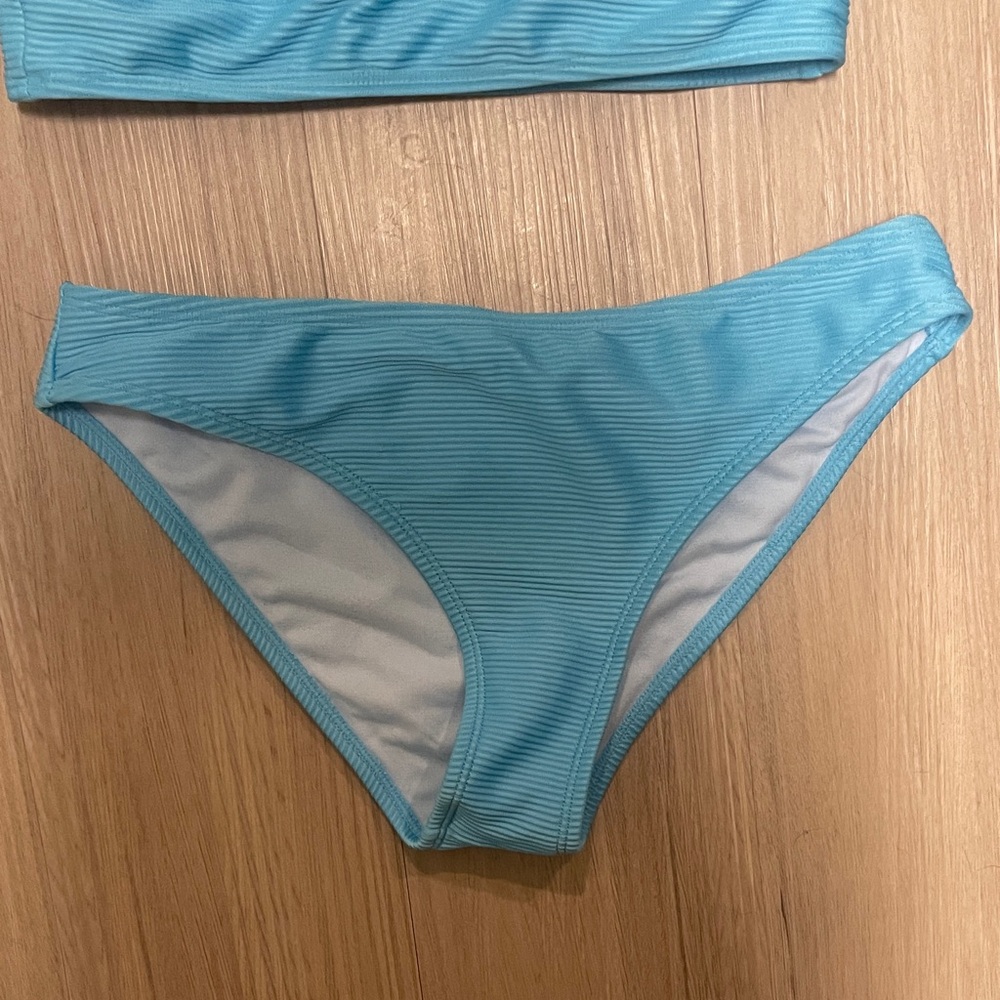 Bright Blue Ribbed Bikini Set-See Measurements - Picture 3 of 8